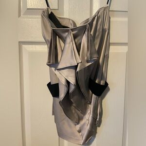 Reiss Asymmetrical Dress in Silver and Black